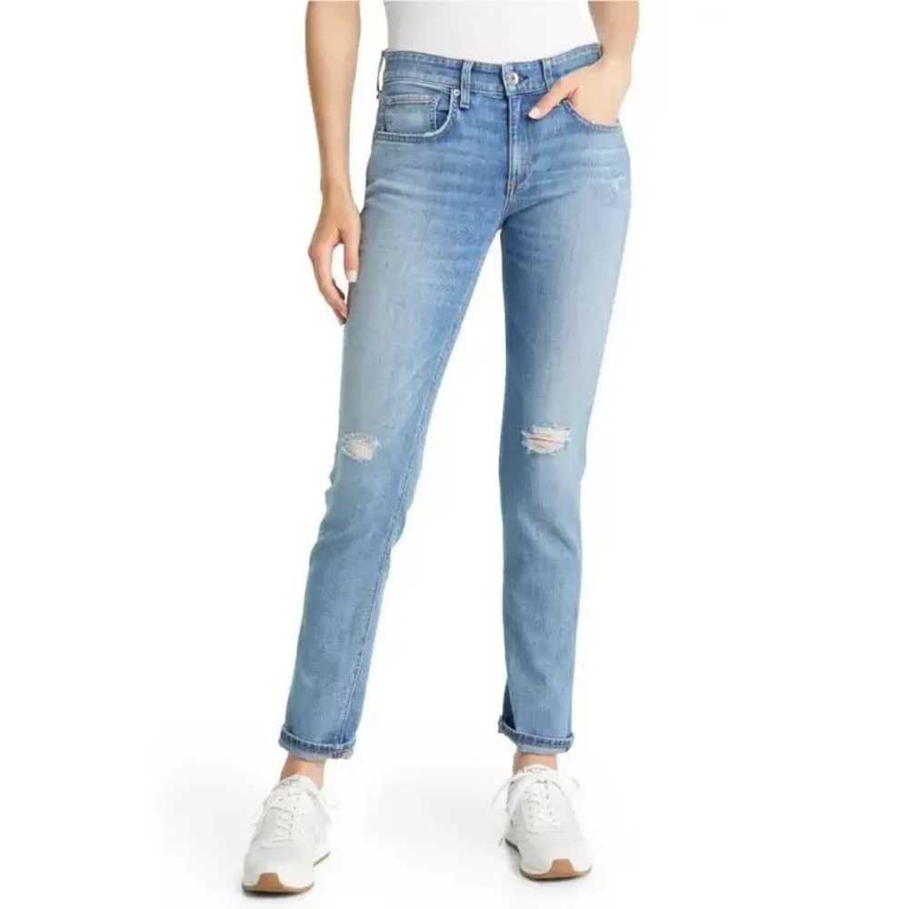 Rag Bone Dre Low Rise Ankle Slim Blue Boyfriend Jeans. Size 27